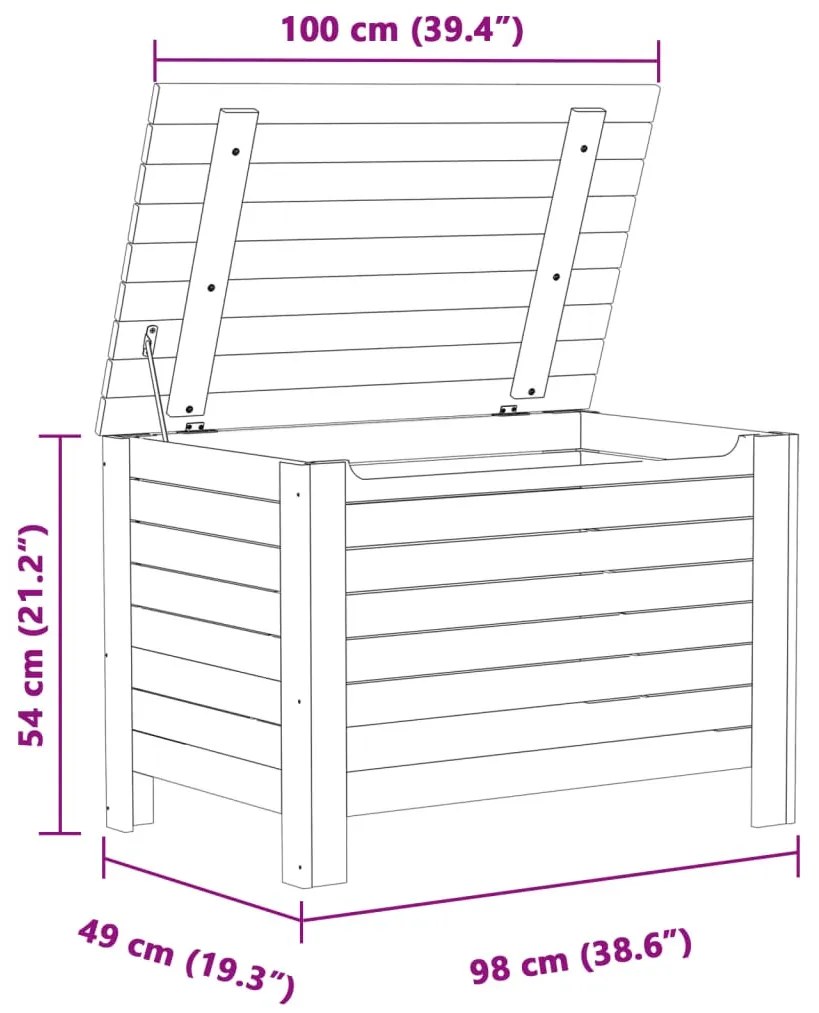 RANA fehér tömör fenyőfa tárolóláda fedéllel 100 x 49 x 54 cm