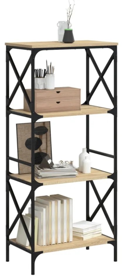 4 szintes sonoma tölgy szerelt fa könyvespolc 59 x 35 x 132 cm