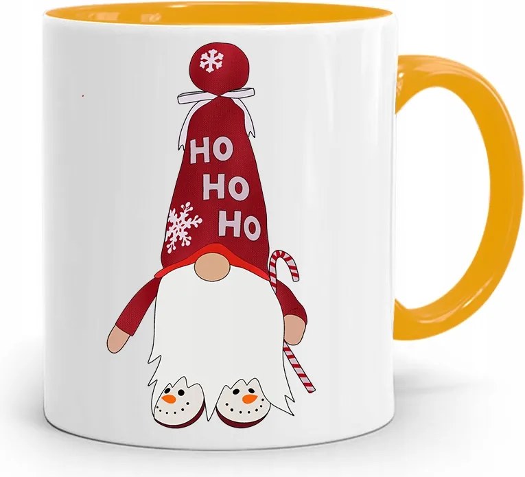 Sárga Karácsonyi Bögre Mikulásra, fényképes nyomtatással