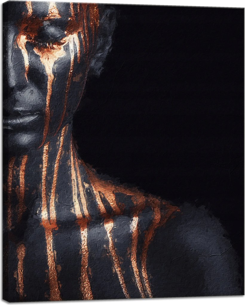 Vászonkép Fekete Nő Barna Csíkos Művészet 40x50 cm