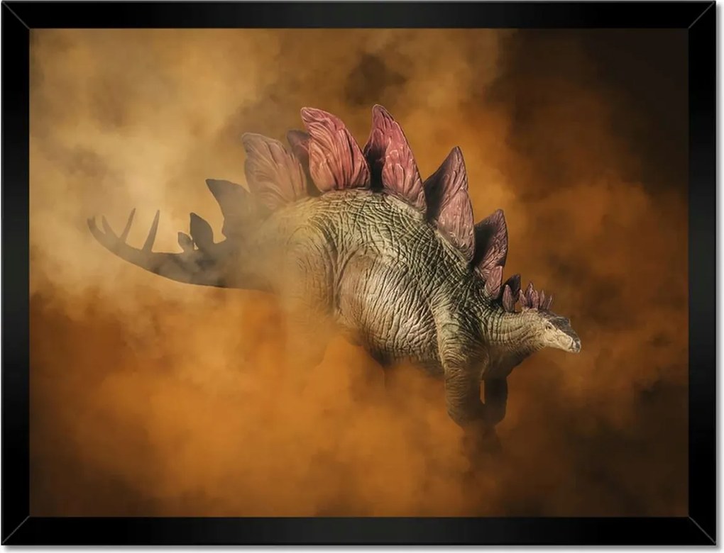 Poszterek keretben 40x30 Stegosaurus a füst hátterében