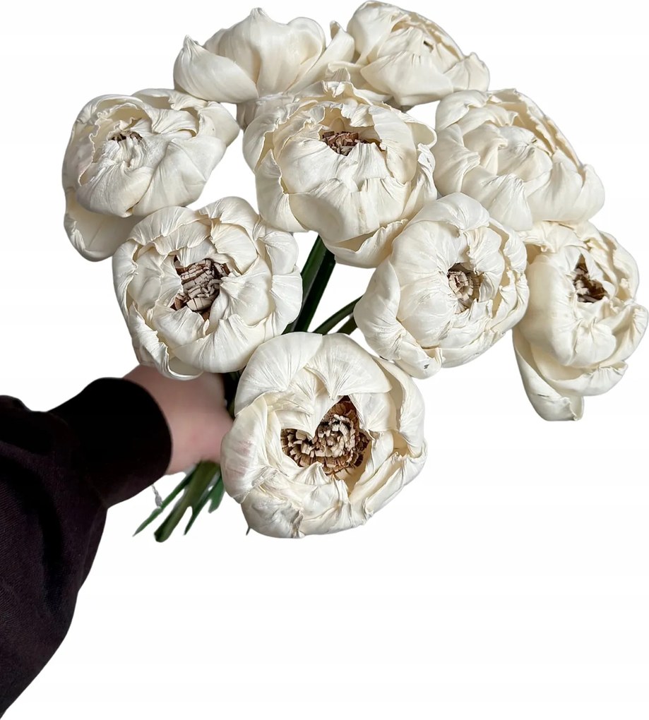 Shola Peonia csokor fehér 9db 8cm bazsarózsa