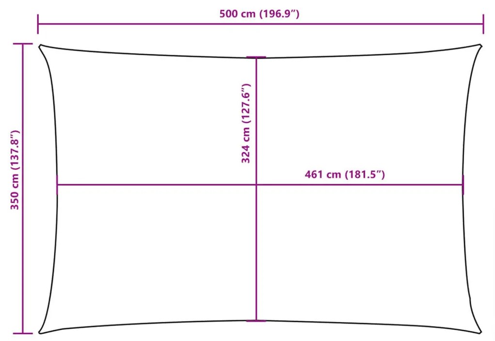 barna téglalap alakú oxford-szövet napvitorla 3,5 x 5 m