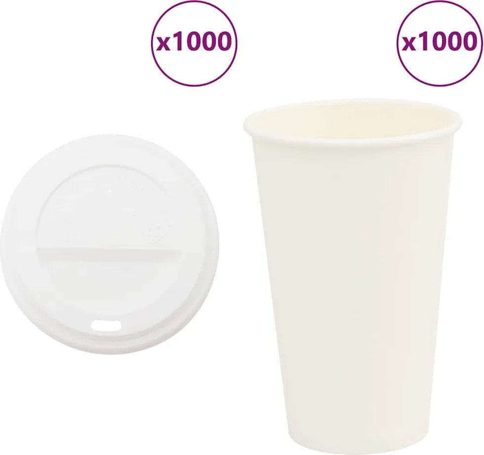 vidaXL 1000 db papír kávéscsészék fedővel 16oz 400ml