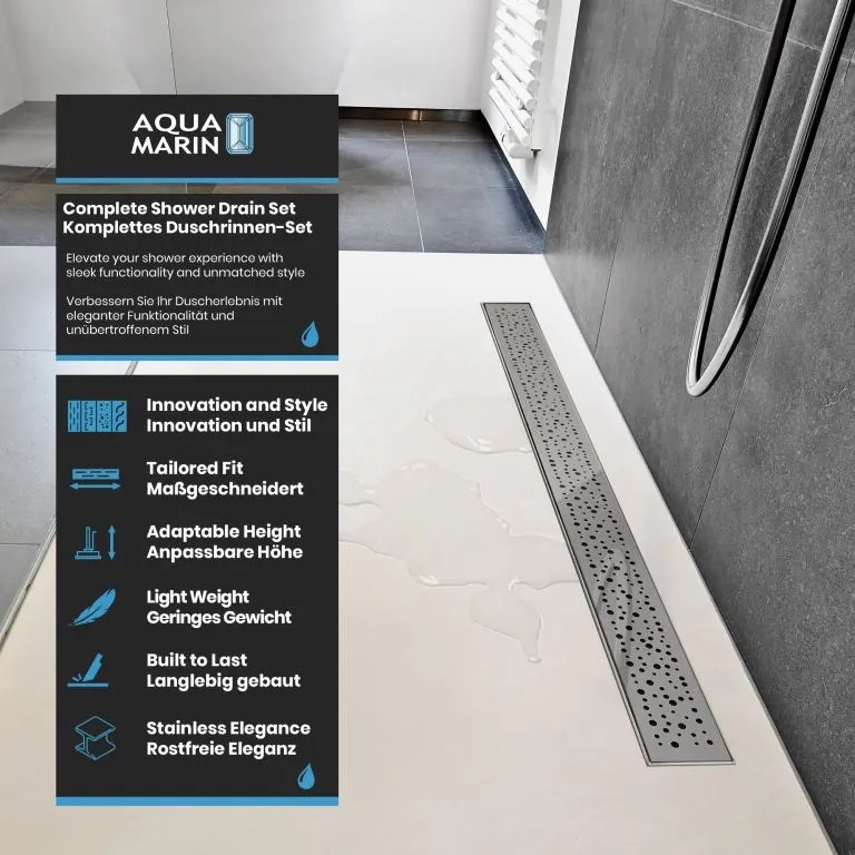 Aquamarin Perforált zuhany padlólefolyó 90 cm