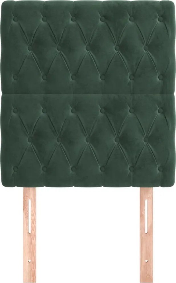 sötétzöld bársony fejtámla 80x7x118/128 cm