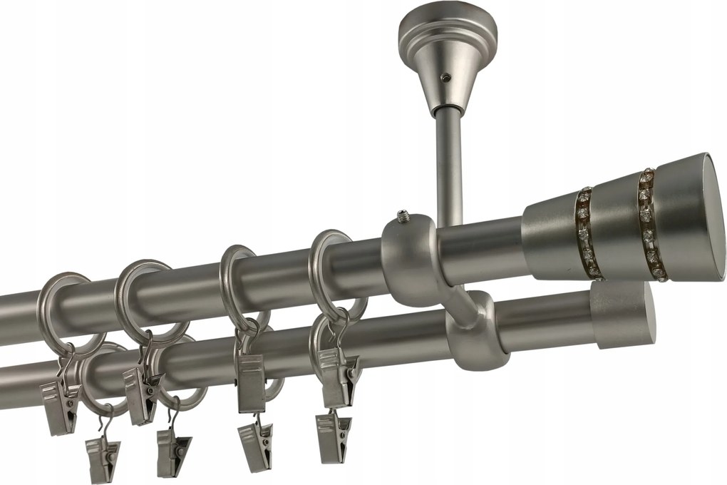 Függönykarnis Fém Mennyezeti 19+19mm MIX Végzáró Szatén 180cm galvanizált