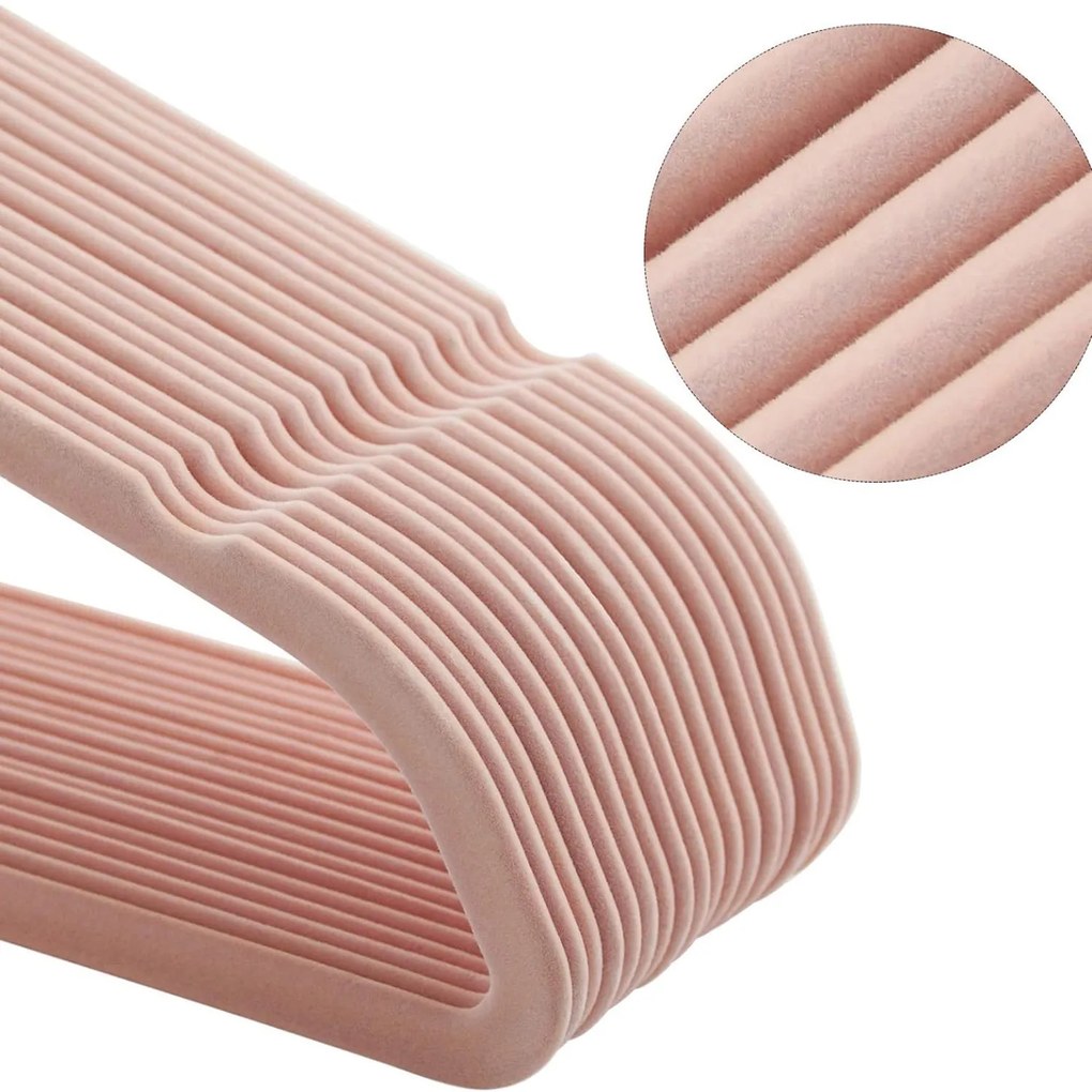 Vállfa rózsaszín velúrral, 50 db