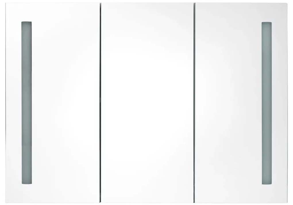 fehér tölgyszínű fürdőszobaszekrény LED világítással 89x14x62cm