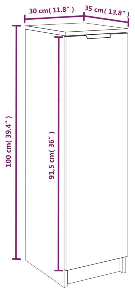 fehér szerelt fa cipősszekrény 30 x 35 x 100 cm