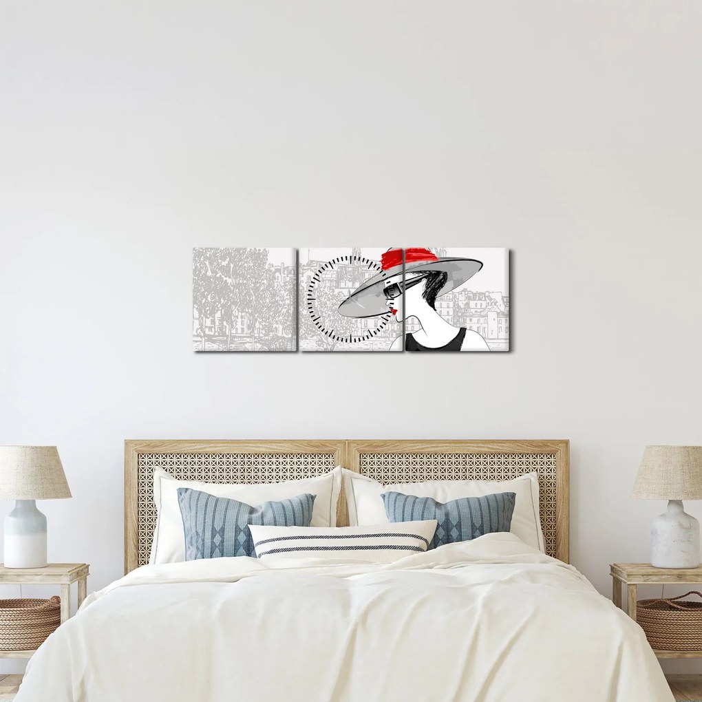 Kép - hölgy a városban (órával) (90x30 cm)