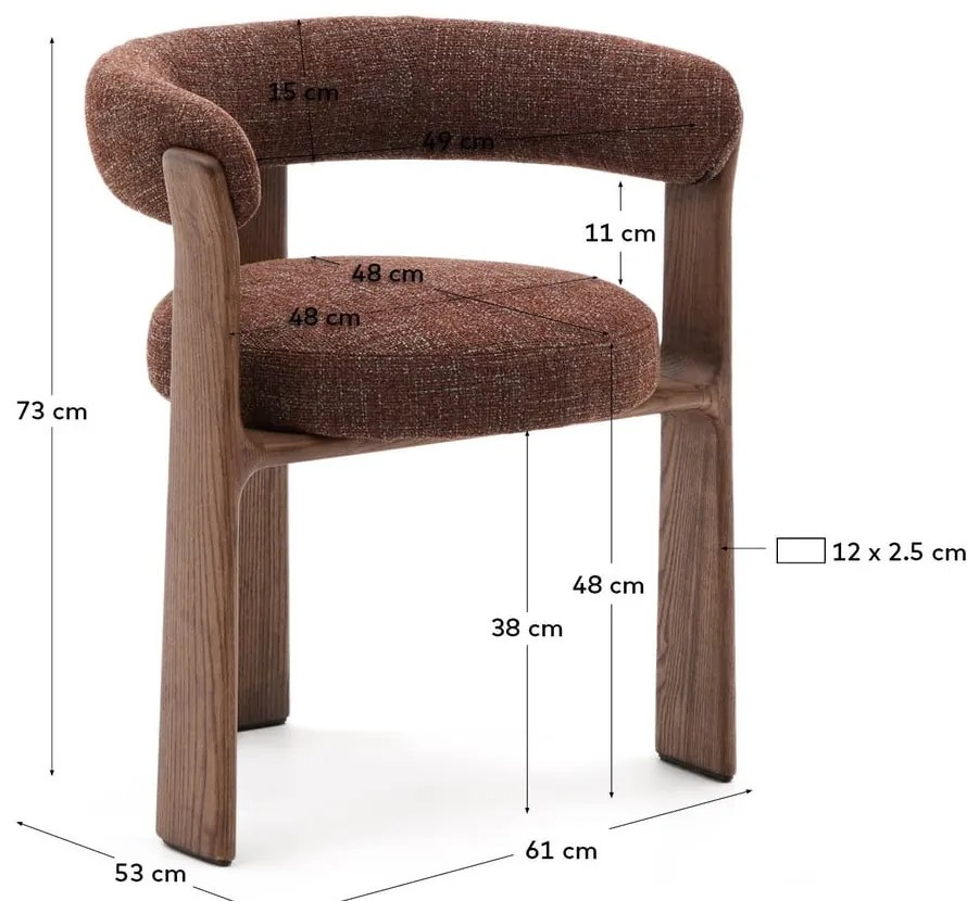 Barna kőrisfa karfás étkezőfotel Granite – Kave Home