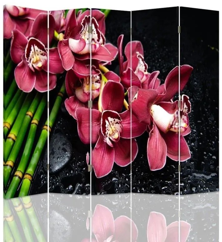 Gario Paraván Orchidea bambusszal Méret: 180 x 170 cm, Kivitelezés: Klasszikus paraván