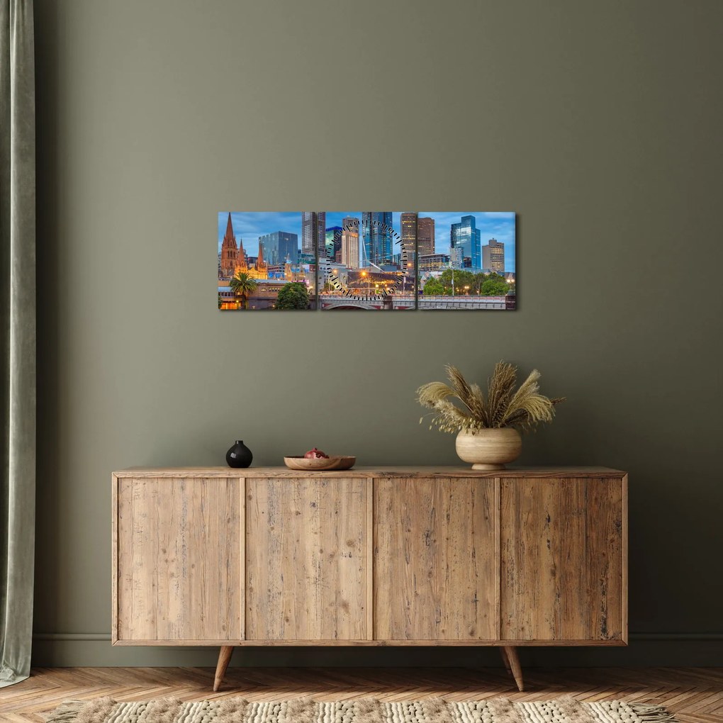 Melbourne város képe (órával) (90x30 cm)
