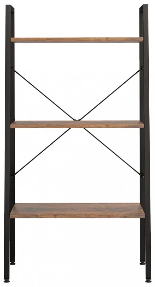 3 szintes sötétbarna és fekete állópolc 56 x 35 x 108 cm