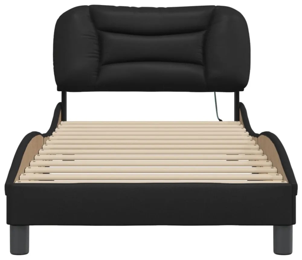 fekete ágykeret LED-ekkel matrac nélkül Hvar 90x190 cm