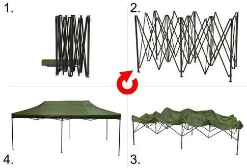 Cattara 13339 Kerti pavilon Waterproof, zöld, 3 x 6 m, L