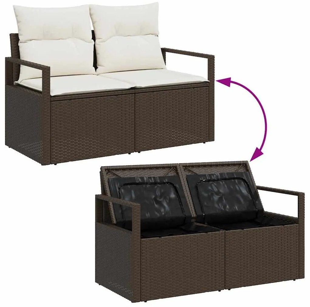 Kerti Kanapé Szett tárolóval 5 pcs Barna Poli rattan