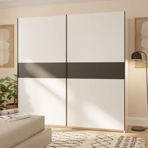 BERNO 200 cm. Gardróbszekrény Fehér/Antracit Színben.