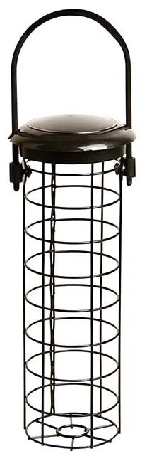 Felakasztható fém rácsos madáretető, faggyúgolyónak, 22 cm