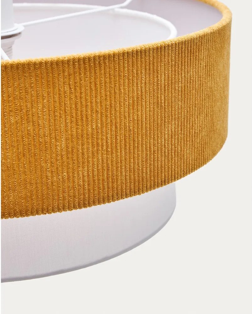 Mustársárga-fehér gyerek függőlámpa textil búrával Bianella – Kave Home