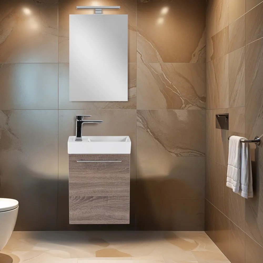 Fantastic fürdőszoba bútor Melanie tükörrel, yorki tölgy színben