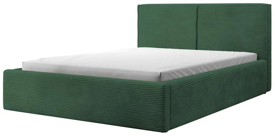 Franciaágy 140 cm Fatime (ágyráccsal) (tárolóhellyel) (sötétzöld + fekete). 1099184