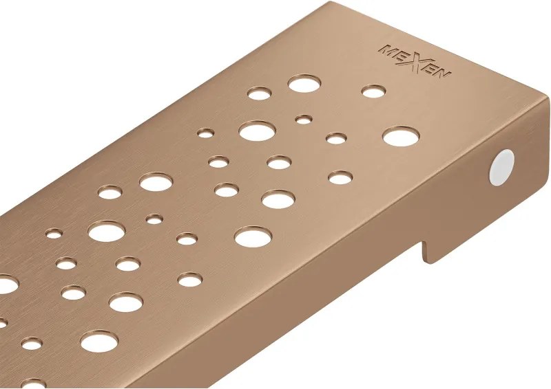 Mexen Flat M12 lineáris lefolyó maszkoló 90 cm, kefélt réz - 1C21090