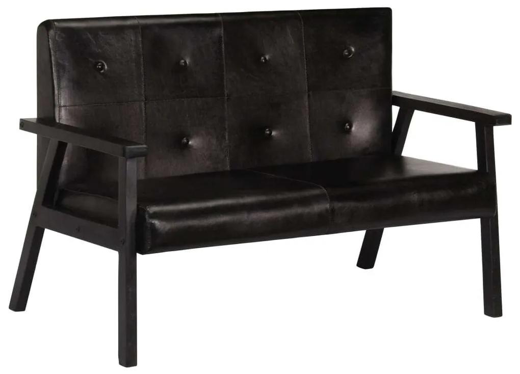 vidaXL fekete kétszemélyes valódi bőr kanapé