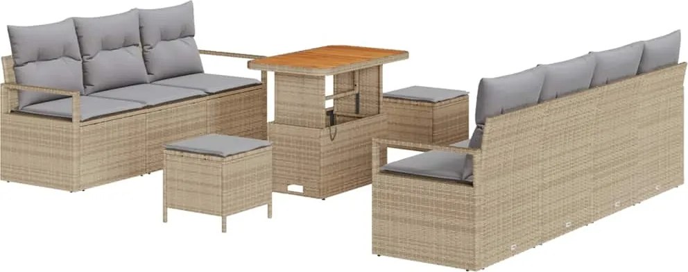 vidaXL Kerti Kanapé Szett párnával 10 pcs Beige és Világosszürke