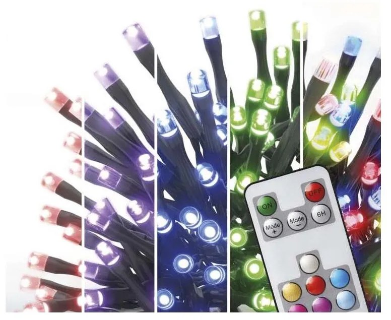 LED RGB Karácsonyi kültéri lánc 120xLED/72 mód 15m IP44 + távirányító