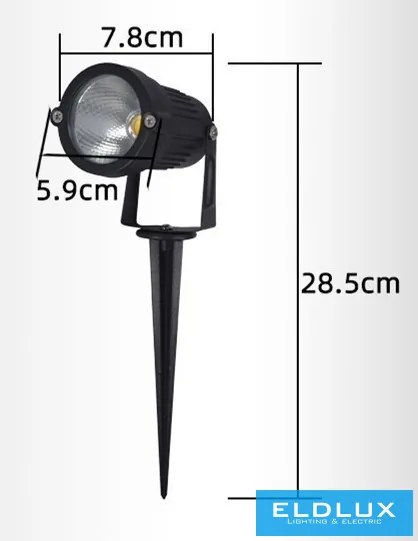 UNIVERSO Kerti spotlámpa 5w 290lm 4000k IP65 fekete 285x78mm