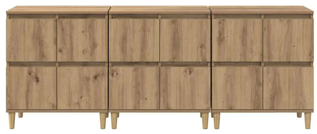 Oldalszekrények 3 pcs Artisan tölgy 60 x 35 x 70 cm Faanyag