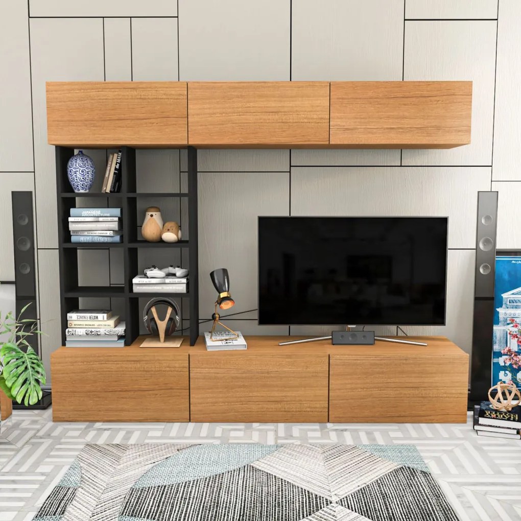 Sasa TV-állvány, teak-fekete, 180 cm