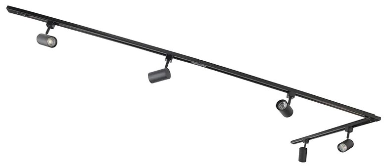 Modern fekete sínrendszer 5 spotlámpával, 1 fázisú - Jeana
