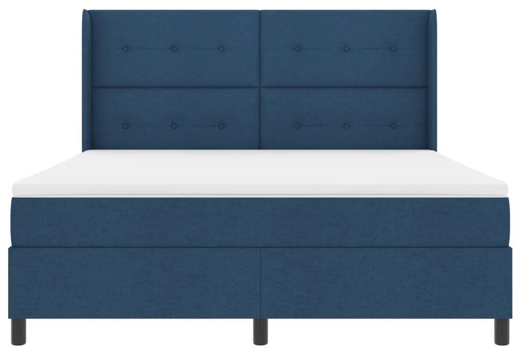 Boxspring Ágy Mattal és LED Kék 180x200 cm Szövet