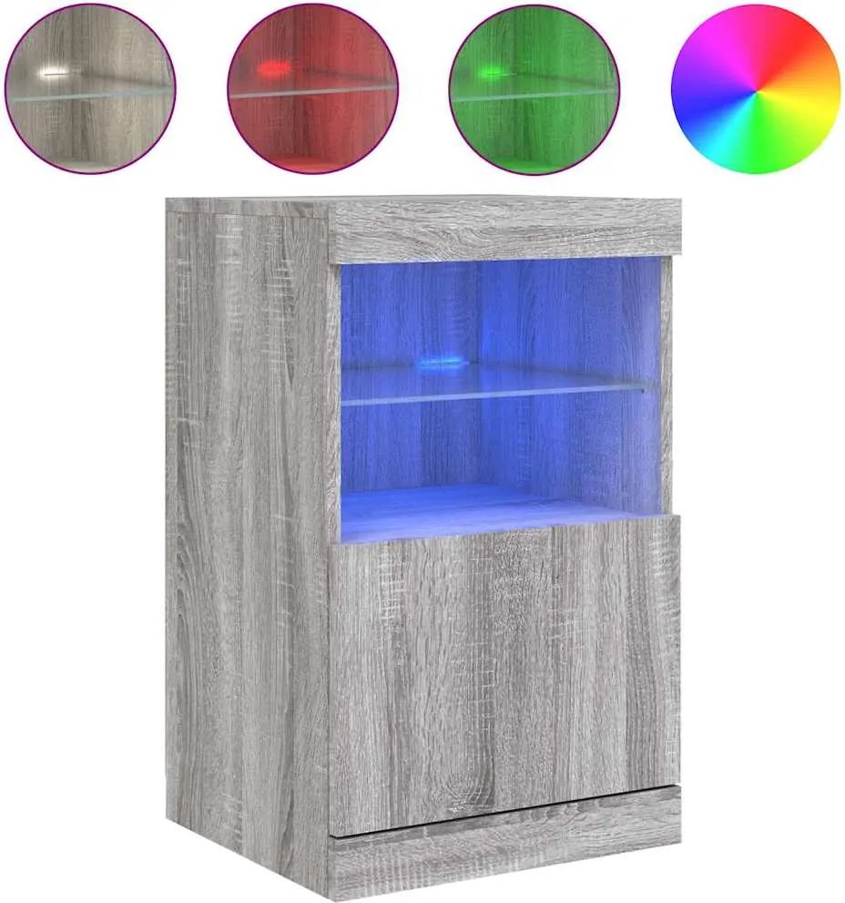 vidaXL szürke sonoma színű tálalószekrény LED-ekkel 41 x 37 x 67 cm