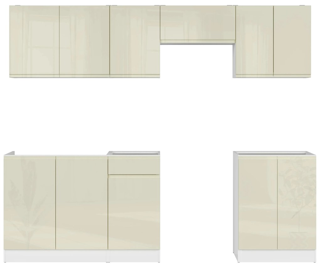 Konyhabútor 240 cm Junona Line (fényes vanília + fehér). 1098517