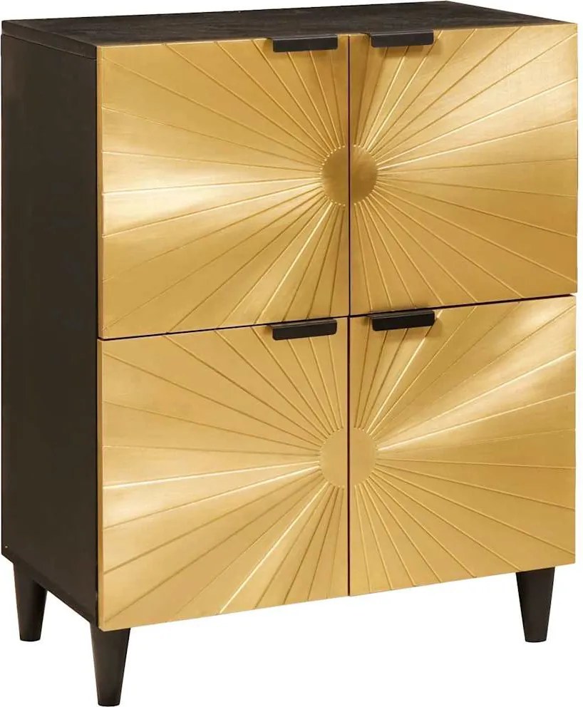 vidaXL Oldalsó szekrény tárolóval Fekete és Arany 60 x 33,5 x 75 cm
