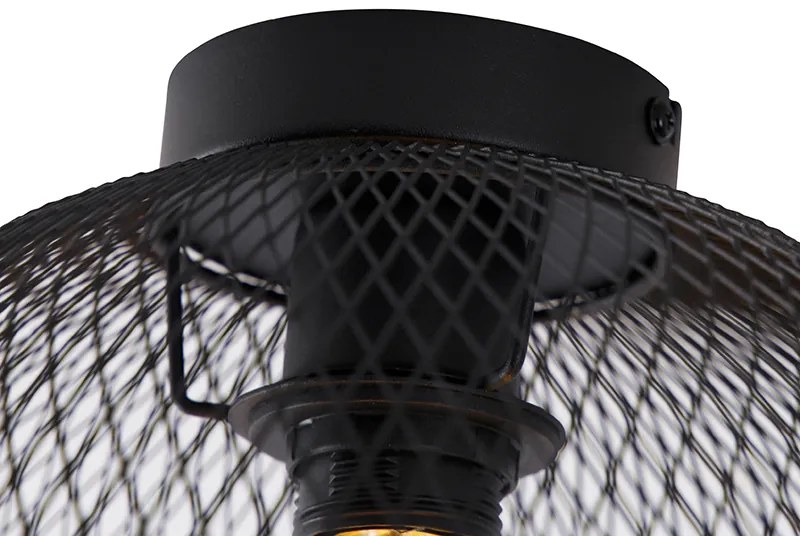 Modern mennyezeti lámpa fekete 30 cm - Mesh Ball