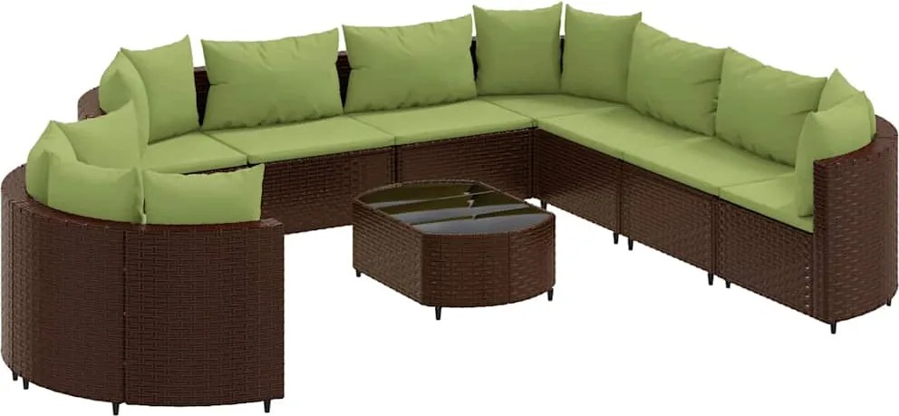 vidaXL 10 részes barna polyrattan kerti ülőgarnitúra párnákkal