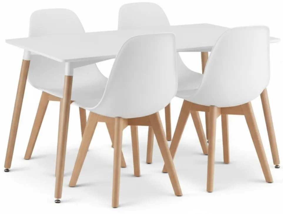 Étkezőszett 1 + 4, fehér ADRIA asztal 120x80 cm + fehér KITO szék