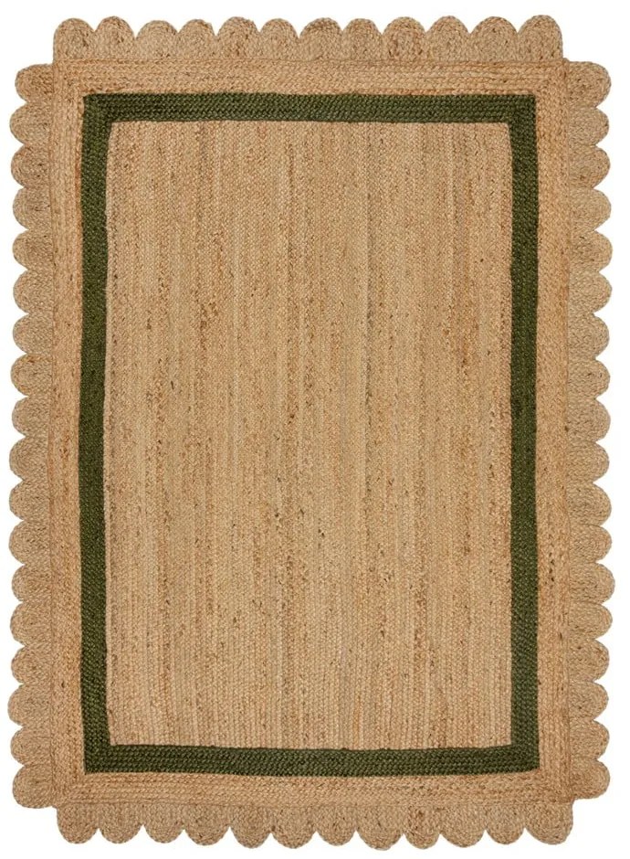 Sötétzöld-natúr színű kézi szövésű juta szőnyeg 200x290 cm Grace Green – Flair Rugs