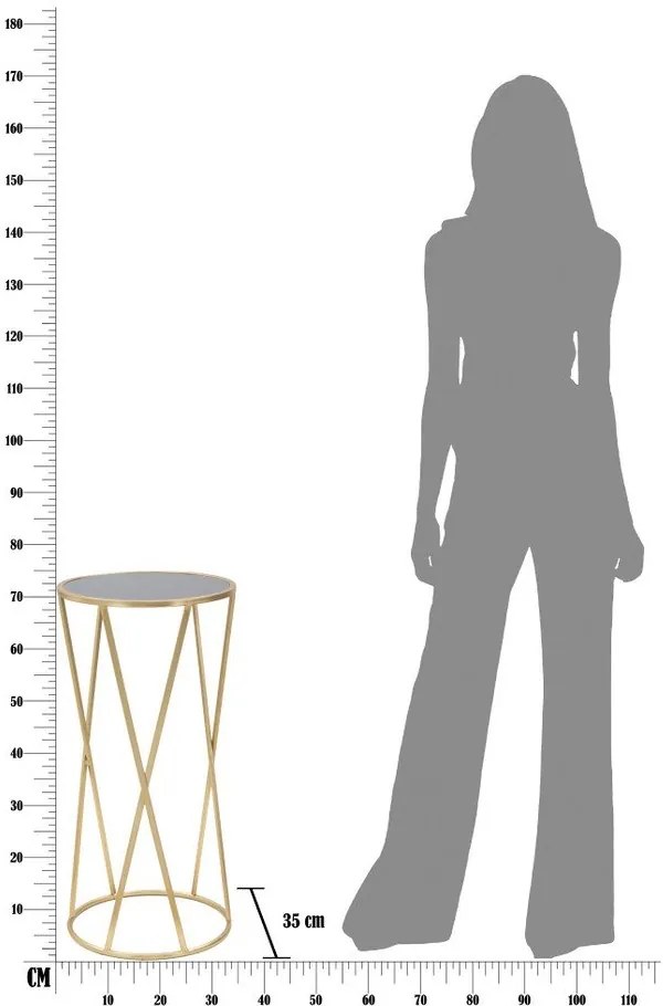 Glam Simple fekete-aranyszínű tárolóasztal, magasság 75 cm - Mauro Ferretti