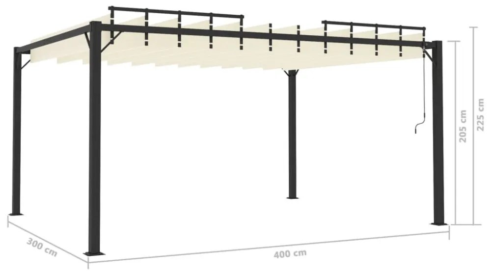 krémszínű szövet és alumínium pavilon lamellás tetővel 3 x 4 m