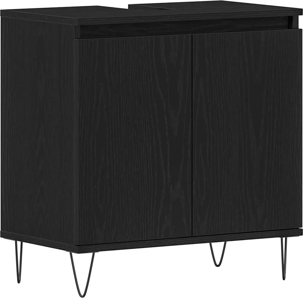 vidaXL Fürdőszobai mosdószekrény Fekete tölgy 58 x 33 x 60 cm Faanyag