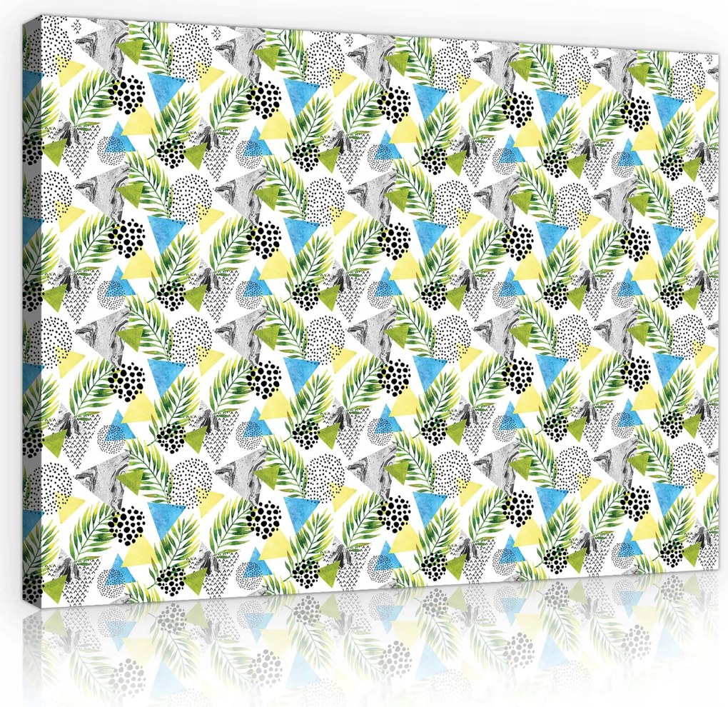 Vászonkép 80x60 Minimalista minta levelekkel és pöttyökkel a folyosóra