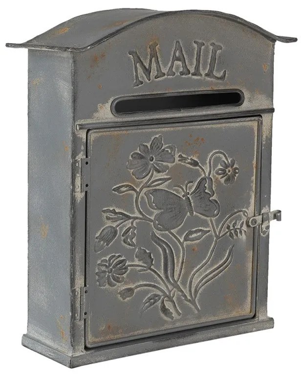 Vintage fém postaláda szürke pillangós
