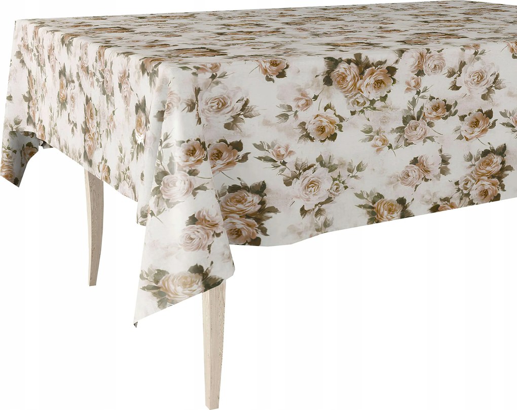 Cerata vastag abrosz bőrből Bézs barna rózsa virágok 140x450