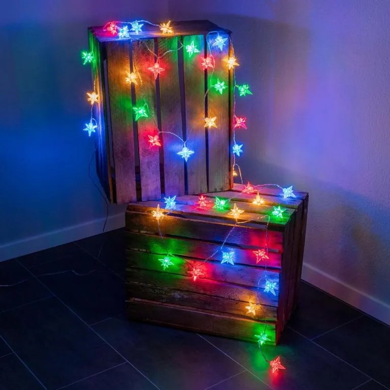 NEXOS Csillagos lánc 4 m 40 LED színes csillagok